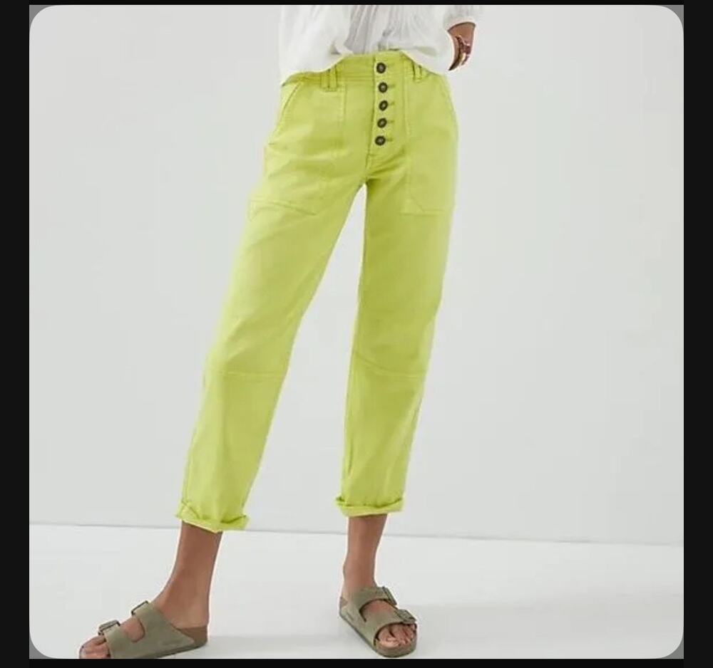 Anthropologie Pilcro Wandered Light Pink Button Fly Slim Jeans Women’s 26 READ